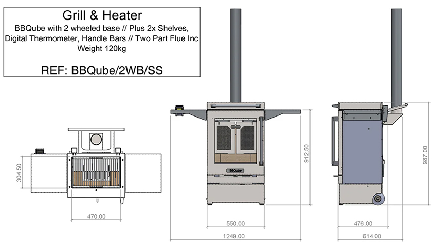 BBQube 2 Wheel Barbecue & Outdoor Stove Sizes